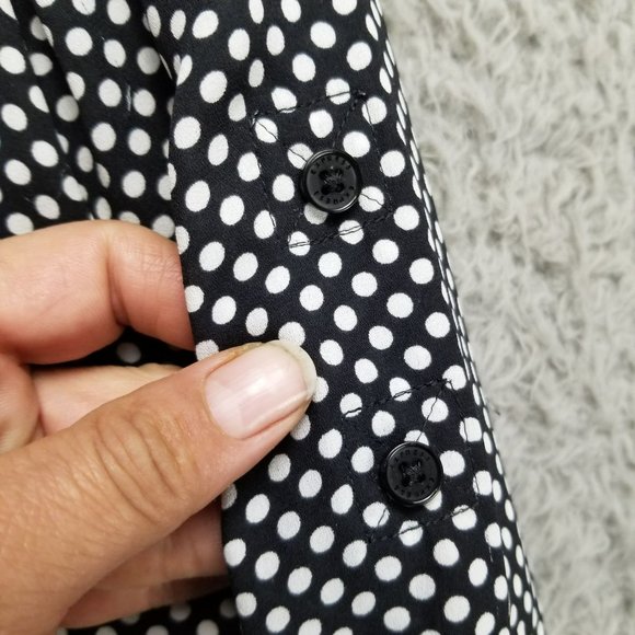 Express Shirt Womens Large Black Polka Dot Long Sleeve Button Up - Picture 2 of 10
